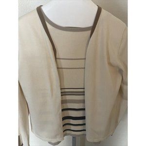 Pendleton Womens 2 Piece Cream/Ivory Silk Blend Sweater and Top Medium NEW